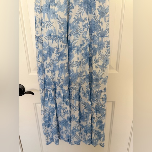 Anthropologie By the River Blue Floral Smocked Tiered Midi Dress M Cottagecore - Picture 6 of 13